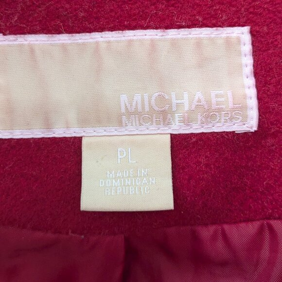 Michael Kors Women's Asymmetrical Belted Wool Blend 3/4 Coat Size PL Red - Picture 10 of 12